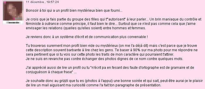 Mail reçu sur AdopteUnMec