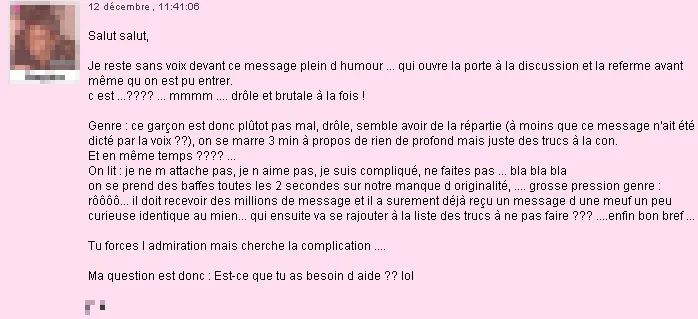 Mail reçu sur AdopteUnMec