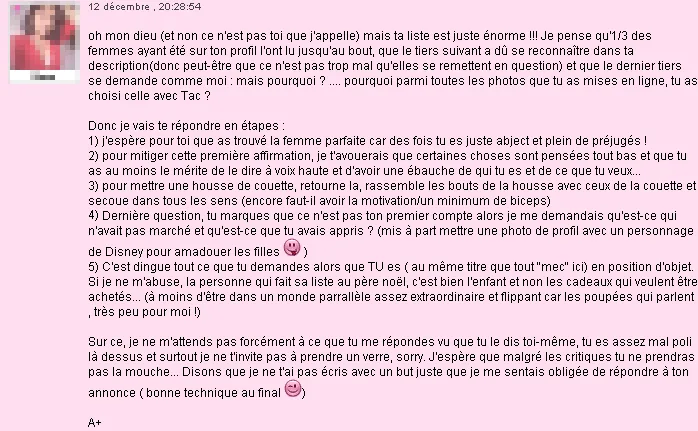 Mail reçu sur AdopteUnMec