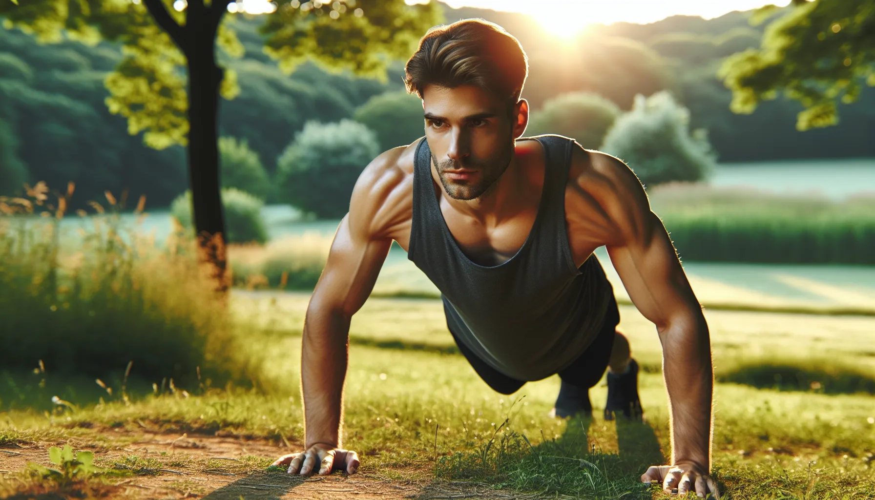 Homme pratiquant un exercice de développement personnel en plein air