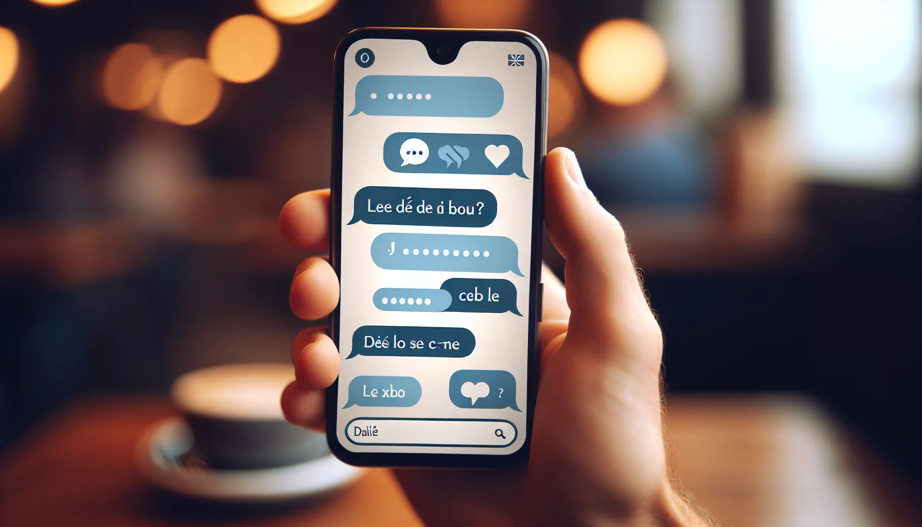 Smartphone affichant une conversation SMS de drague réussie